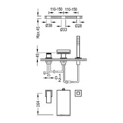 Grifo monomando para borde de bañera Cuadro