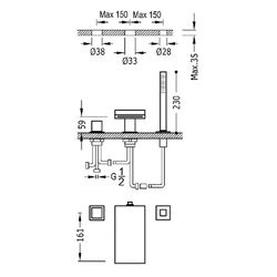 Grifo monomando para borde de bañera Cuadro