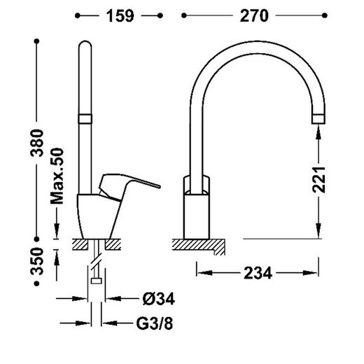 Grifo monomando para cocina