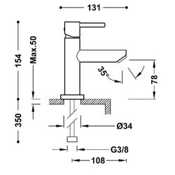 Grifo monomando para lavabo Base-Tres