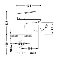 Grifo monomando para lavabo Base-Tres