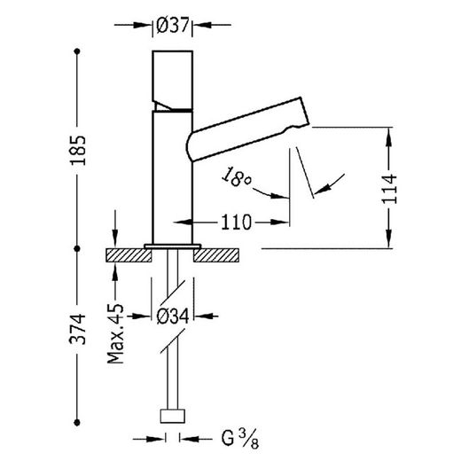 Grifo monomando para lavabo con desagüe automático Max-Tres
