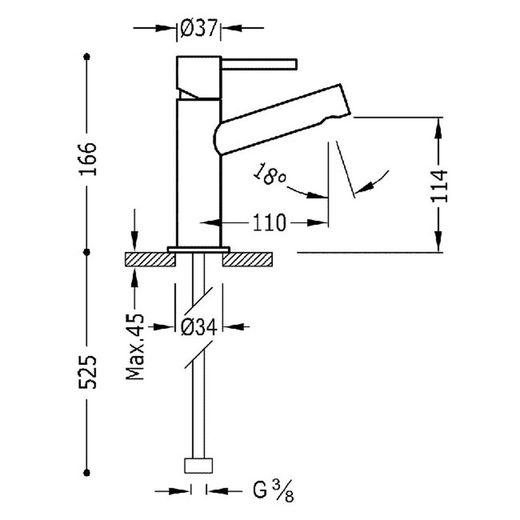 Grifo monomando para lavabo con desagüe automático Max-Tres