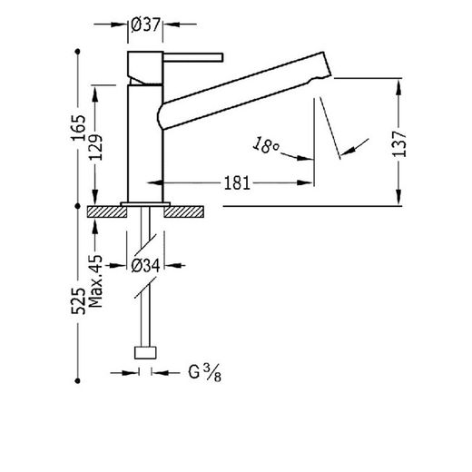 Grifo monomando para lavabo con desagüe automático Max-Tres