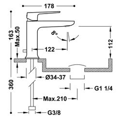 Grifo monomando para lavabo con desagüe automático