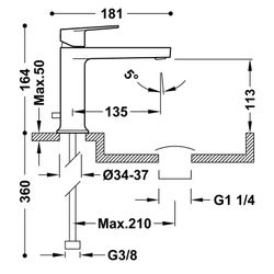 Grifo monomando para lavabo con desagüe automático