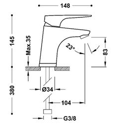 Grifo monomando para lavabo con Tres-Duo Canigó-Tres Plus
