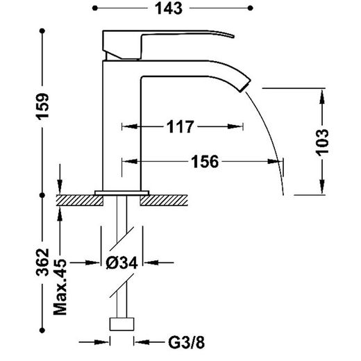 Grifo monomando para lavabo Cuadro