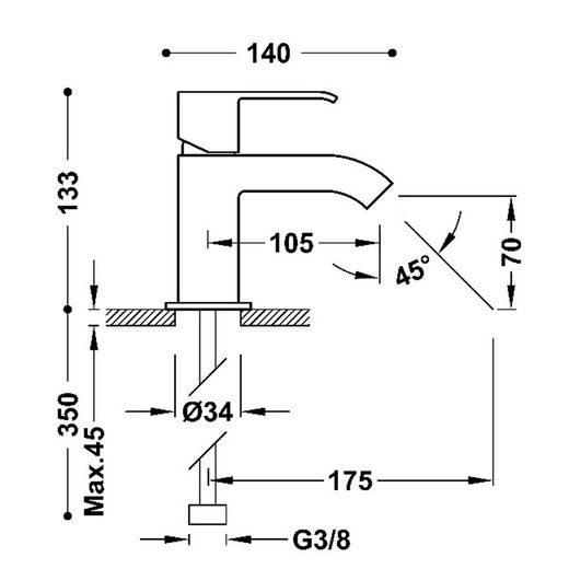 Grifo monomando para lavabo Cuadro