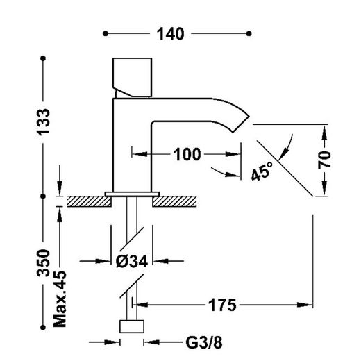 Grifo monomando para lavabo Cuadro