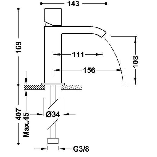 Grifo monomando para lavabo Cuadro