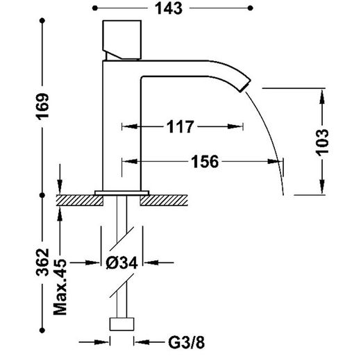 Grifo monomando para lavabo Cuadro