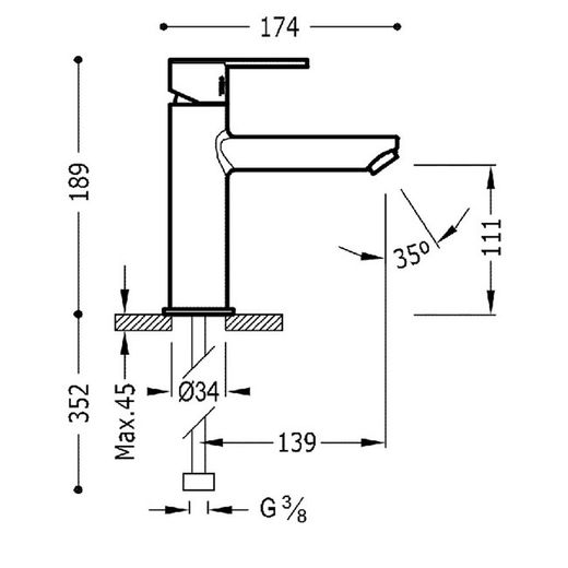 Grifo monomando para lavabo Lex-Alp