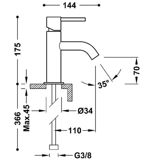 Grifo monomando para lavabo Study Exclusive