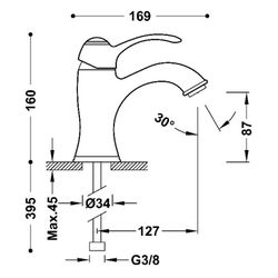 Grifo monomando para lavabo Tres-Clasic