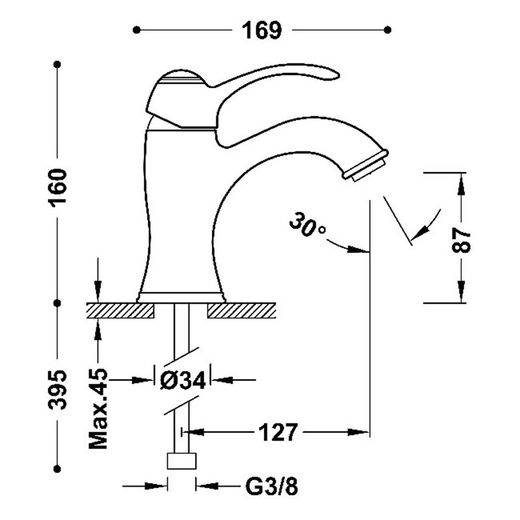 Grifo monomando para lavabo Tres-Clasic