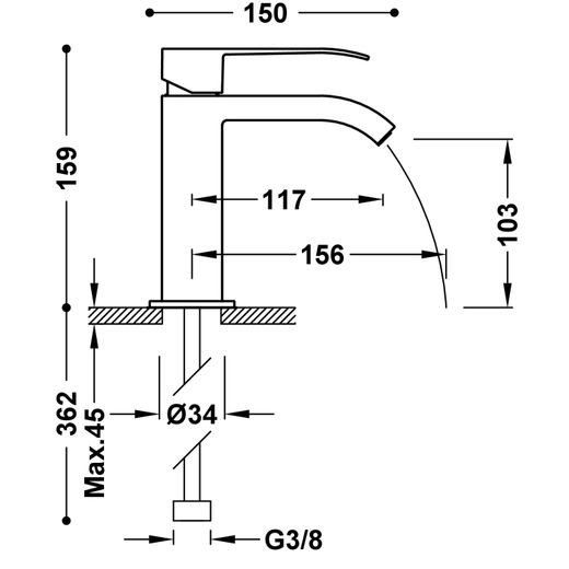 Grifo monomando para lavabo