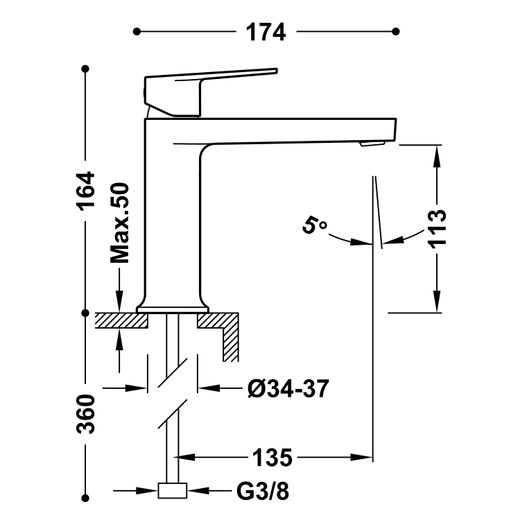 Grifo monomando para lavabo