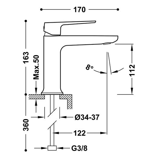 Grifo monomando para lavabo