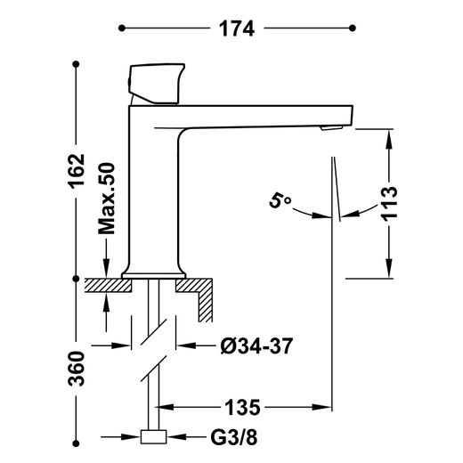 Grifo monomando para lavabo