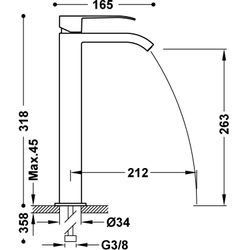 Grifo monomando XL para lavabo