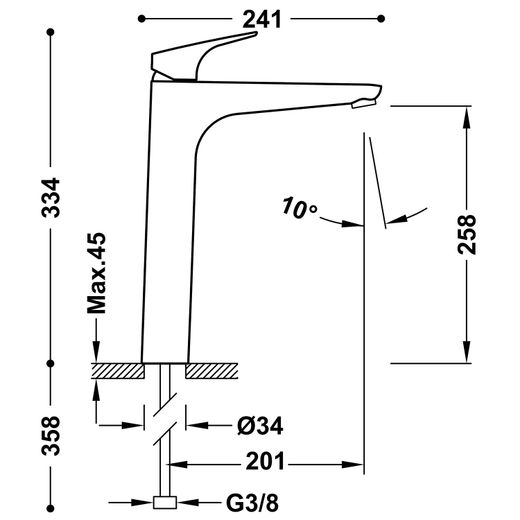 Grifo monomando XL para lavabo