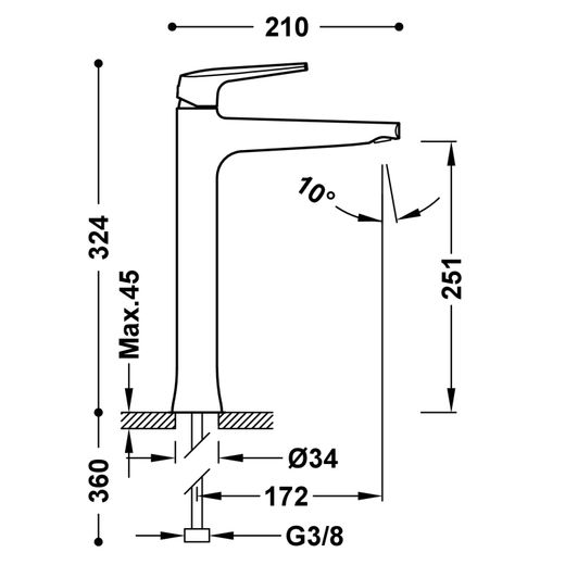 Grifo monomando XL para lavabo
