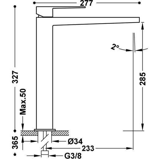 Grifo monomando XL para lavabo