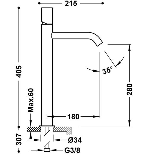 Grifo monomando XL para lavabo
