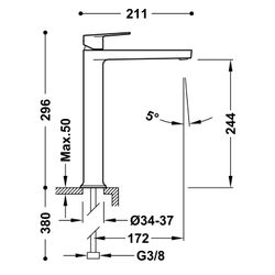 Grifo monomando XL para lavabo