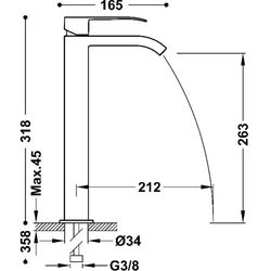 Grifo monomando XXL para lavabo Cuadro
