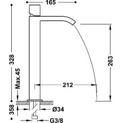 Grifo monomando XXL para lavabo Cuadro