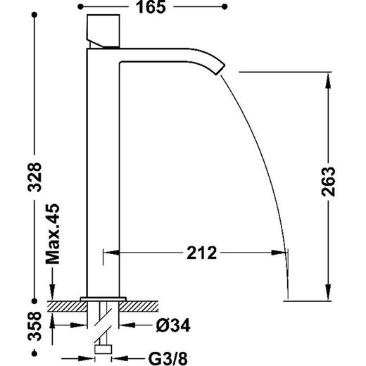 Grifo monomando XXL para lavabo Cuadro