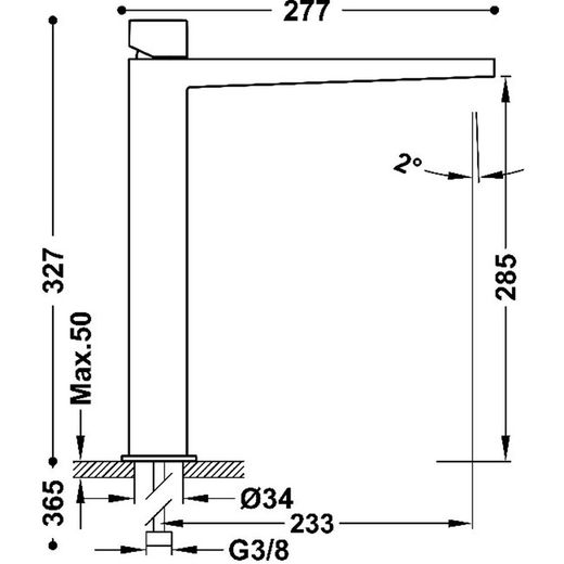 Grifo monomando XXL para lavabo Slim Exclusive