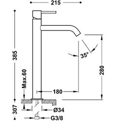 Grifo monomando XXL para lavabo Study Exclusive