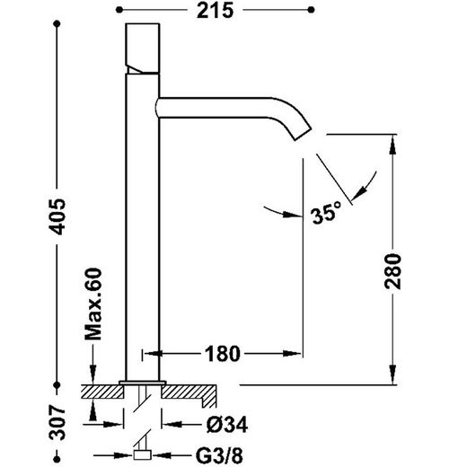 Grifo monomando XXL para lavabo Study Exclusive