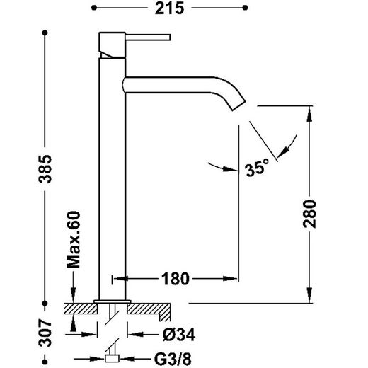 Grifo monomando XXL para lavabo Study Exclusive