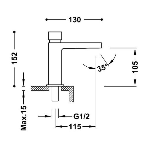 Grifo temporizado de 1 agua para lavabo Colectividades