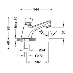 Grifo temporizado de 1 agua para lavabo Colectividades