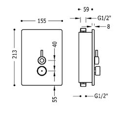 Grifo temporizado empotrado con selector de temperatura para ducha Colectividades