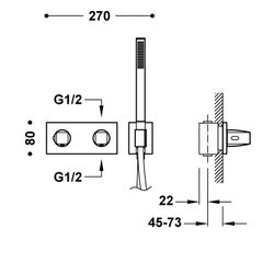 Grifo termostático empotrado de 2 vías B‑system