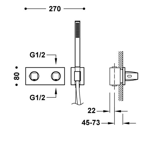 Grifo termostático empotrado de 2 vías B‑system