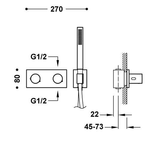 Grifo termostático empotrado de 2 vías B‑system