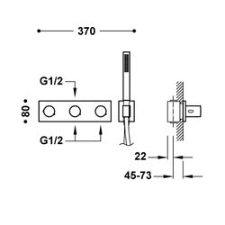 Grifo termostático empotrado de 3 vías B‑system