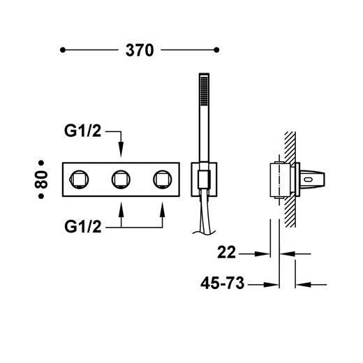 Grifo termostático empotrado de 3 vías B‑system