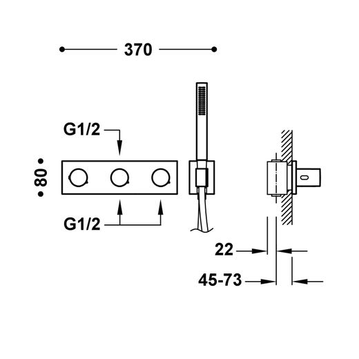 Grifo termostático empotrado de 3 vías B‑system
