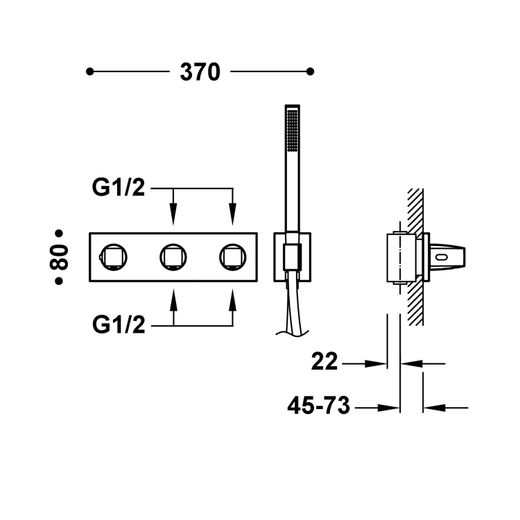 Grifo termostático empotrado de 4 vías B‑system
