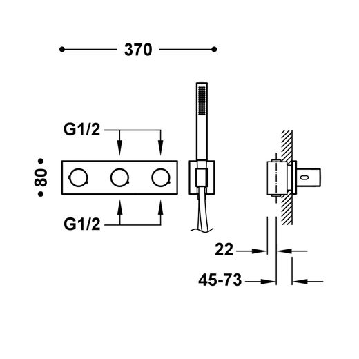 Grifo termostático empotrado de 4 vías B‑system