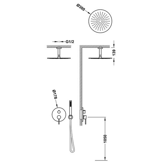 Kit de grifo monomando empotrado de 2 vías Rapid‑box para ducha