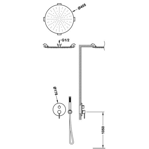 Kit de grifo monomando empotrado de 2 vías Rapid‑box para ducha